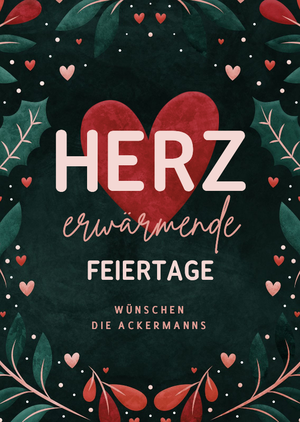 Weihnachtskarte 'Herzerwärmende Feiertage' - Weihnachtskarten Weihnachtskarten - Weihnachtskarte 'Herzerwärmende Feiertage'