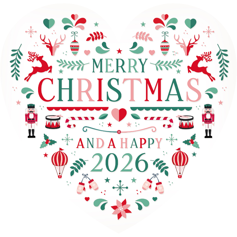 Weihnachtskarte Herzform Skandinavisch Ornamente - Weihnachtskarten Weihnachtskarten - Weihnachtskarte Herzform Skandinavisch Ornamente