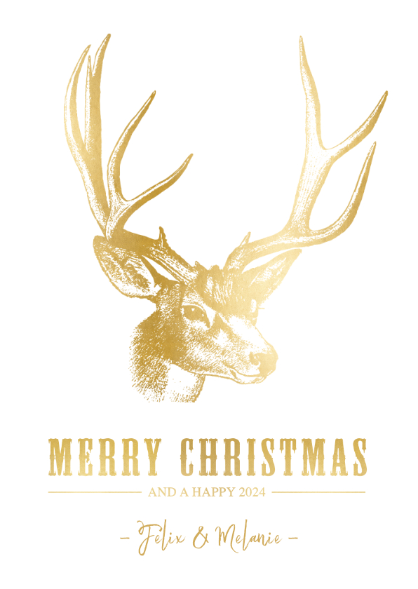 Weihnachtskarten - Weihnachtskarte Hirsch in Goldlook