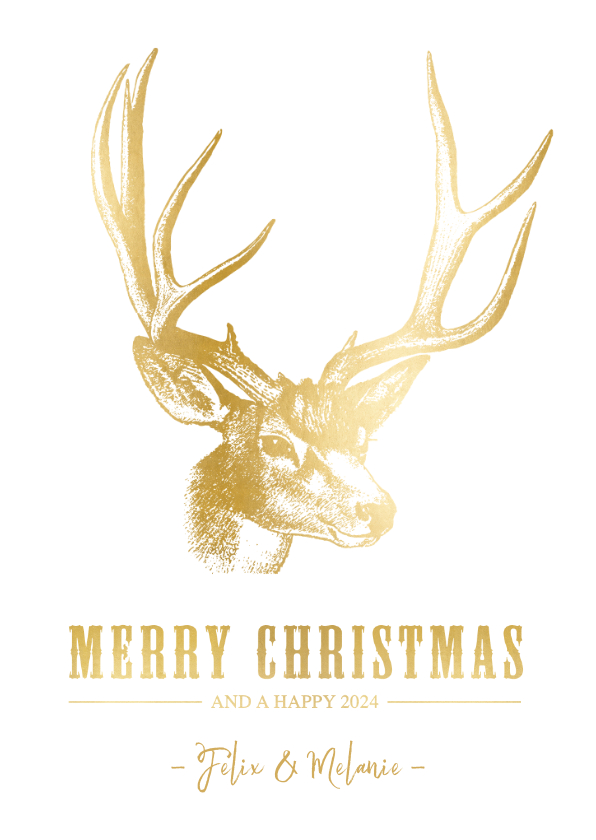 Weihnachtskarte Hirsch in Goldlook - Weihnachtskarten Weihnachtskarten - Weihnachtskarte Hirsch in Goldlook