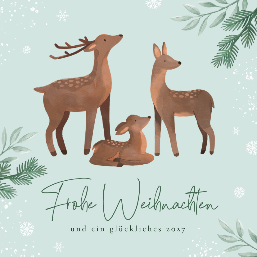 Weihnachtskarte Hirschfamilie - Weihnachtskarten Weihnachtskarten - Weihnachtskarte Hirschfamilie