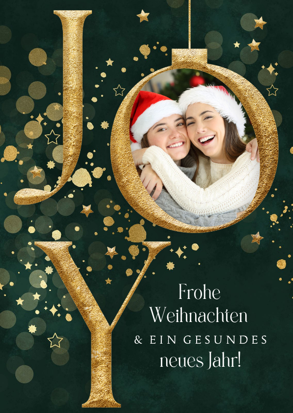 Weihnachtskarten - Weihnachtskarte 'Joy' mit eigenem Foto