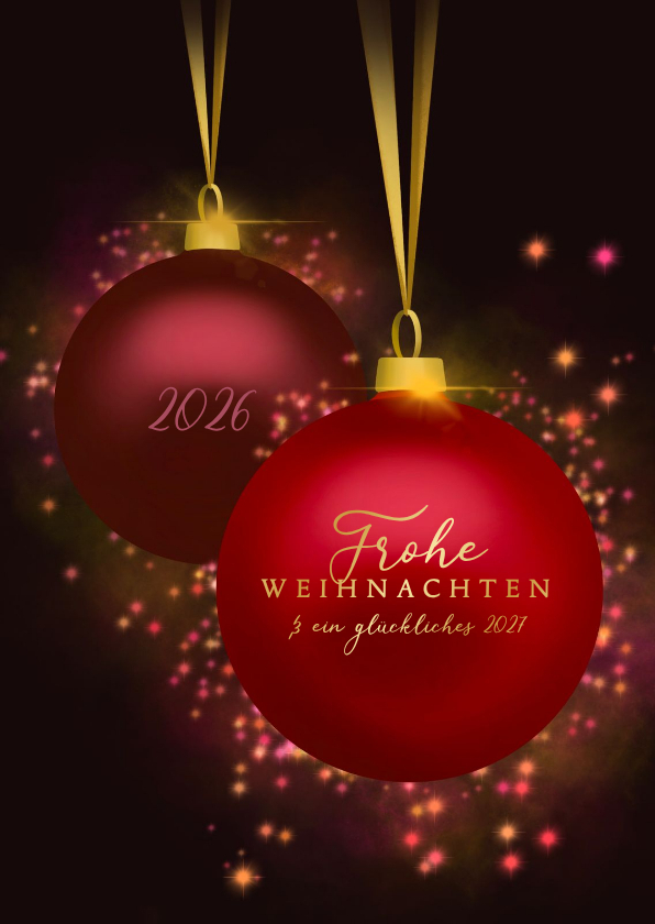 Weihnachtskarte klassische Weihnachtskugeln Glitzer - Weihnachtskarten Weihnachtskarten - Weihnachtskarte klassische Weihnachtskugeln Glitzer