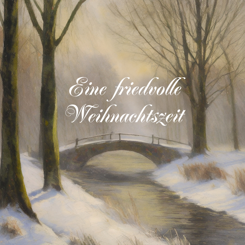 Weihnachtskarten - Weihnachtskarte Landschaft Brücke & Fluss