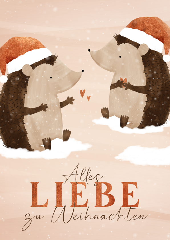 Weihnachtskarten - Weihnachtskarte liebenswerte Igel