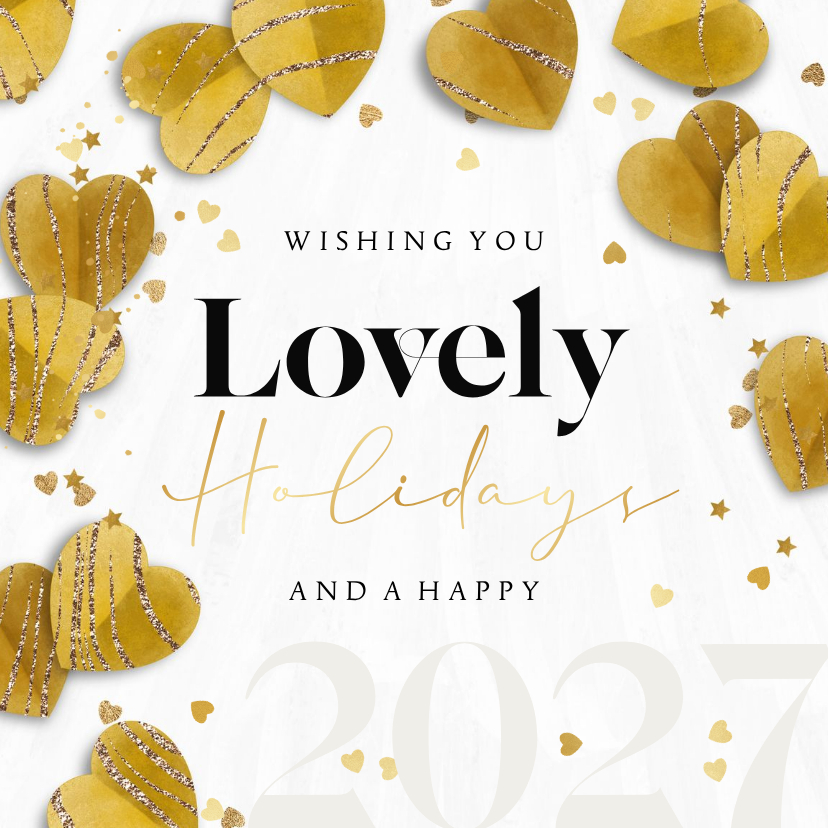 Weihnachtskarte 'Lovely Holidays' mit Herzen - Weihnachtskarten Weihnachtskarten - Weihnachtskarte 'Lovely Holidays' mit Herzen