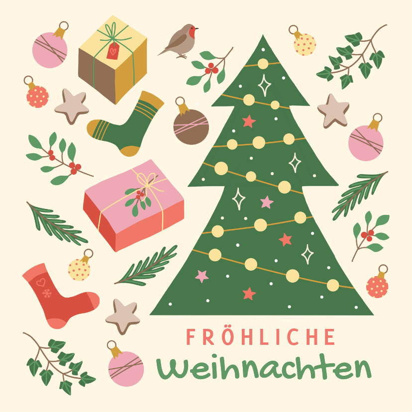 Weihnachtskarten - Weihnachtskarte lustige Weihnachtssymbole