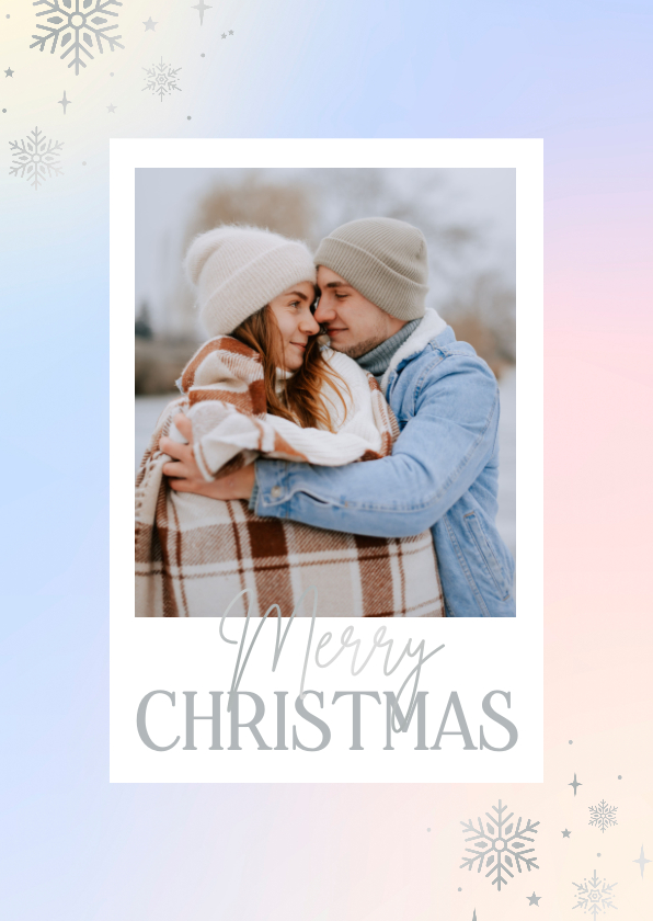 Weihnachtskarten - Weihnachtskarte 'Merry Christmas' Schneeflocken