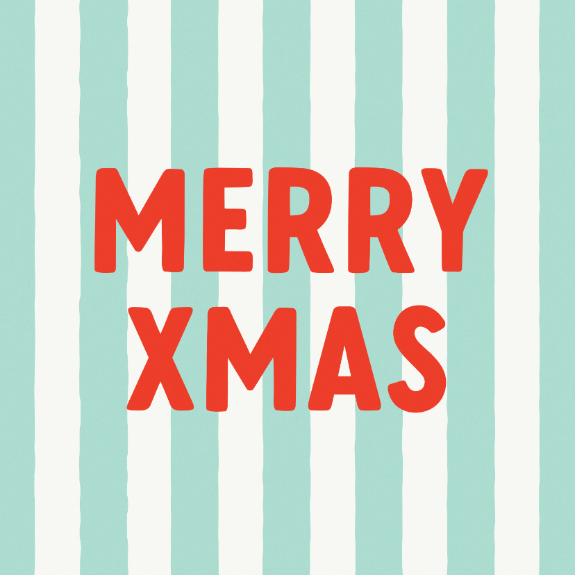 Weihnachtskarten - Weihnachtskarte 'Merry XMas' mintgrün gestreift