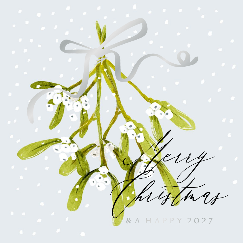 Weihnachtskarte Mistelzweig mit Schnee - Weihnachtskarten Weihnachtskarten - Weihnachtskarte Mistelzweig mit Schnee