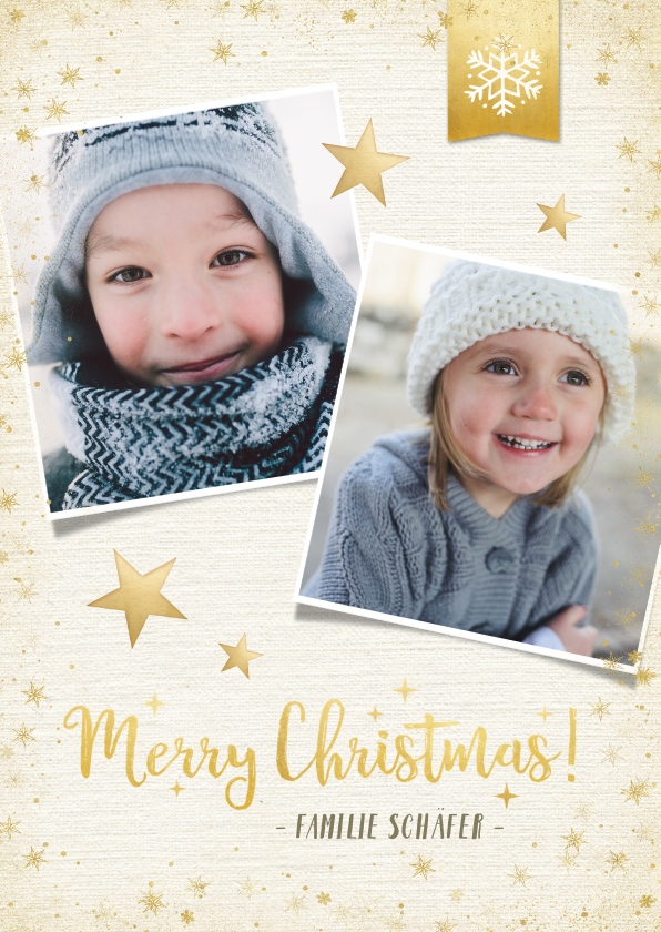 Weihnachtskarten - Weihnachtskarte mit 2 Fotos und Sternen