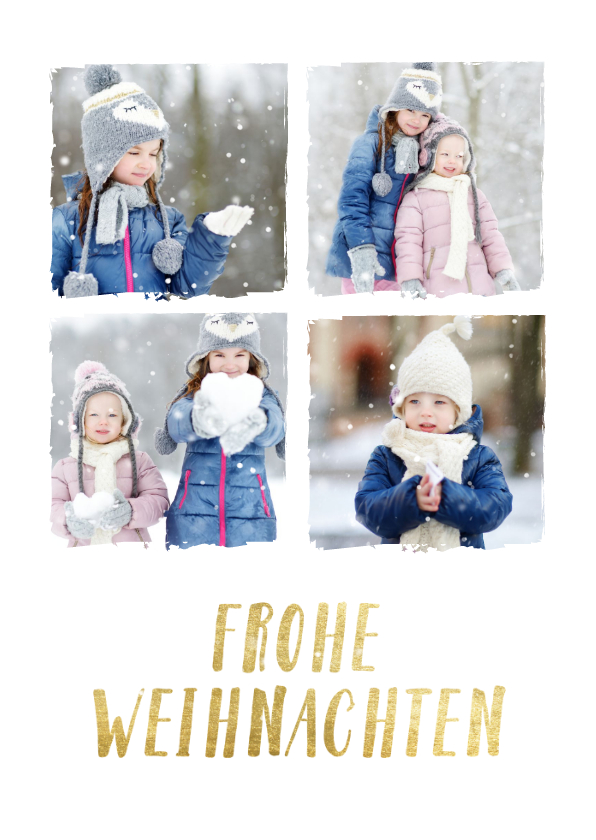 Weihnachtskarten - Weihnachtskarte mit 4 Fotos & Frohe Weihnachten in Goldlook