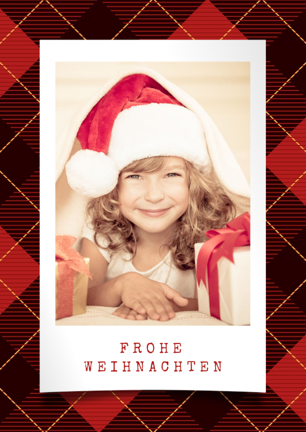 Weihnachtskarte mit Foto auf Schottenmuster - Weihnachtskarten Weihnachtskarten - Weihnachtskarte mit Foto auf Schottenmuster