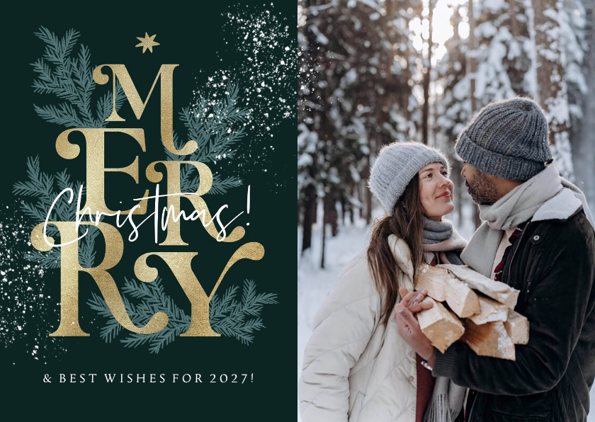 Weihnachtskarte mit Foto 'Merry Christmas' gold - Weihnachtskarten Weihnachtskarten - Weihnachtskarte mit Foto 'Merry Christmas' gold
