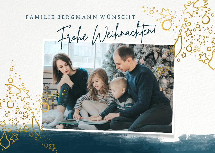 Weihnachtskarte mit Foto und Stern im Gold-Look - Weihnachtskarten Weihnachtskarten - Weihnachtskarte mit Foto und Stern im Gold-Look