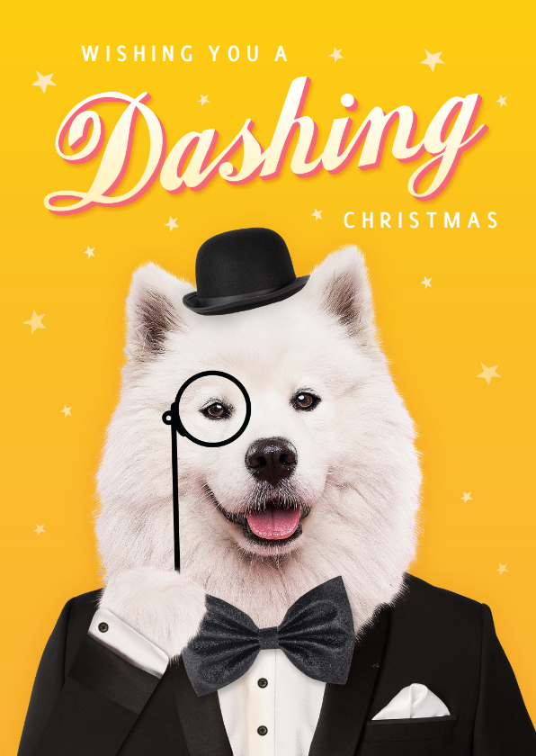 Weihnachtskarten - Weihnachtskarte mit Hund 'Dashing Christmas'