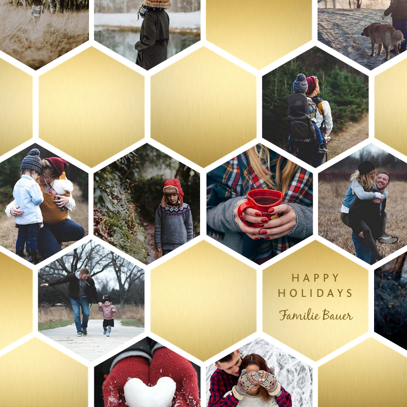 Weihnachtskarte mit vielen Fotos in Wabenmuster - Weihnachtskarten Weihnachtskarten - Weihnachtskarte mit vielen Fotos in Wabenmuster