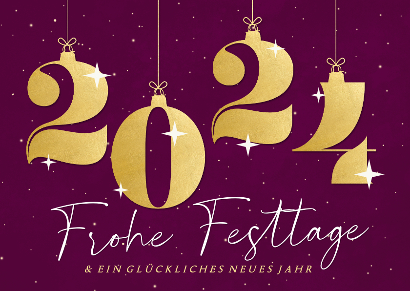 Weihnachtskarten - Weihnachtskarte mit Weihnachtskugeln 2024