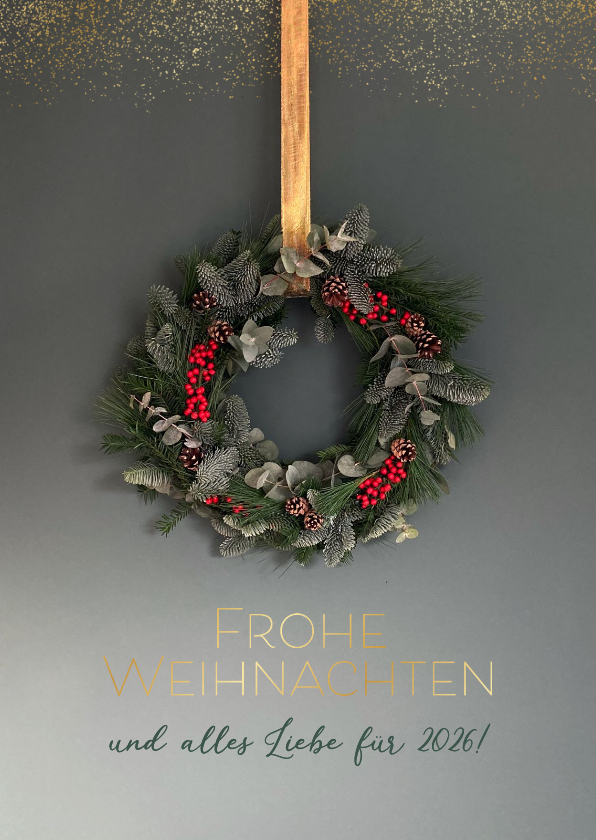 Weihnachtskarten - Weihnachtskarte natürlicher Weihnachtskranz