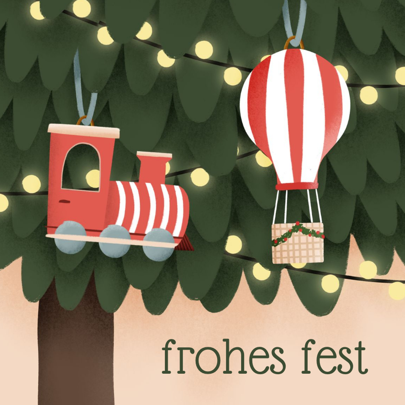 Weihnachtskarten - Weihnachtskarte nostalgisches Spielzeug Weihnachtsbaum