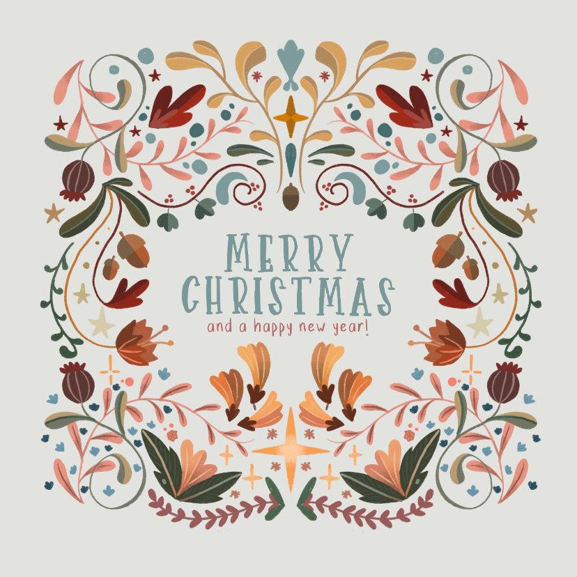 Weihnachtskarten - Weihnachtskarte Ornamente botanisch