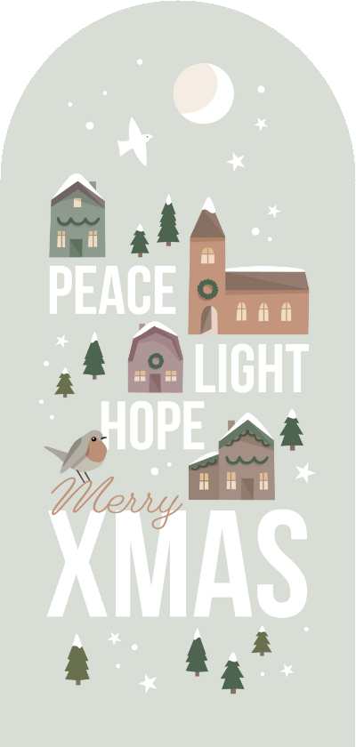 Weihnachtskarte 'Peace Light Hope' Kirche - Weihnachtskarten Weihnachtskarten - Weihnachtskarte 'Peace Light Hope' Kirche