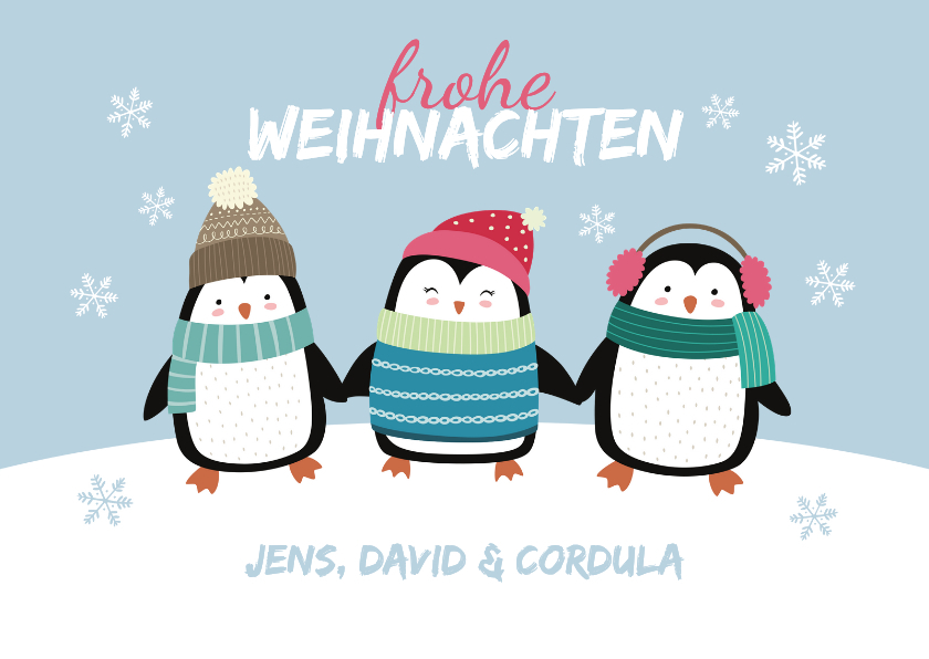Weihnachtskarte Pinguine im Schnee - Weihnachtskarten Weihnachtskarten - Weihnachtskarte Pinguine im Schnee