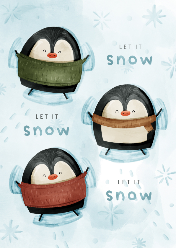 Weihnachtskarten - Weihnachtskarte Pinguine Schnee-Engel