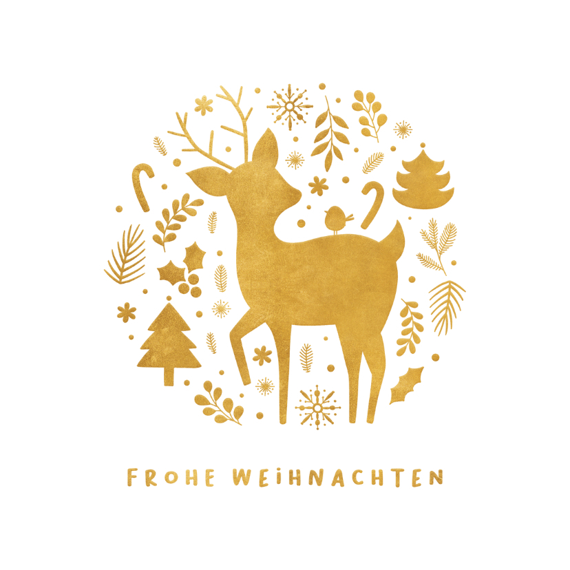 Weihnachtskarte Reh mit Weihnachtsdeko - Weihnachtskarten Weihnachtskarten - Weihnachtskarte Reh mit Weihnachtsdeko