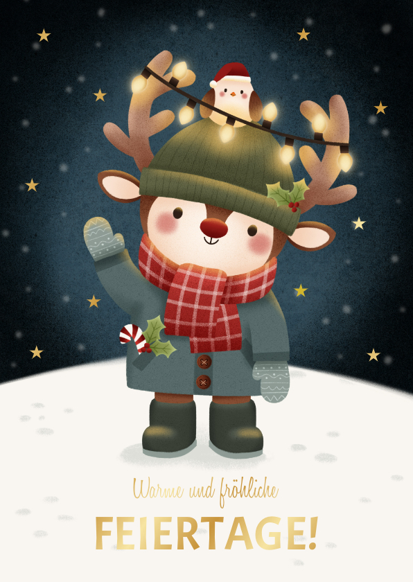 Weihnachtskarten - Weihnachtskarte Rentier im Schnee
