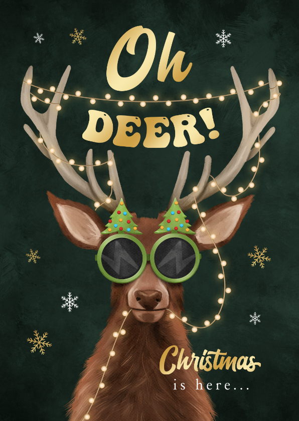 Weihnachtskarten - Weihnachtskarte Rentier mit Weihnachtsbrille