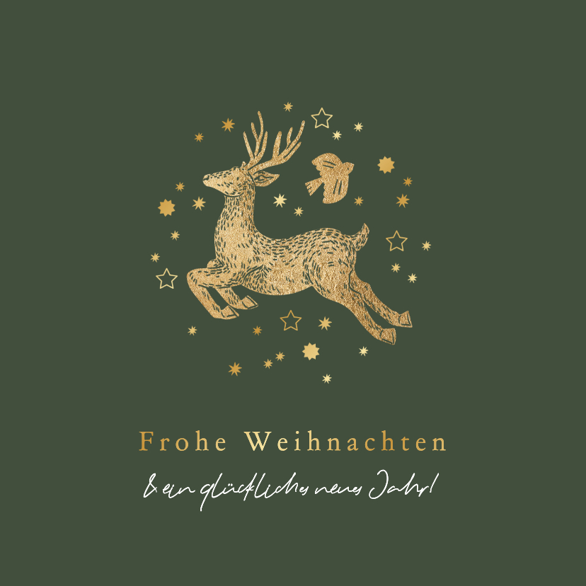 Weihnachtskarte Rentier, Taube & Sterne - Weihnachtskarten Weihnachtskarten - Weihnachtskarte Rentier, Taube & Sterne