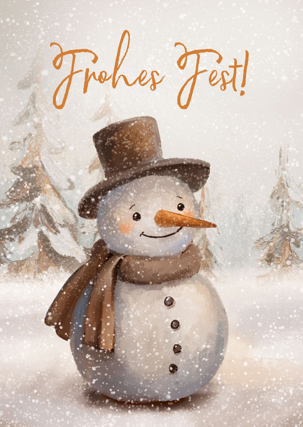 Weihnachtskarte Schneemann Schal & Hut - Weihnachtskarten Weihnachtskarten - Weihnachtskarte Schneemann Schal & Hut