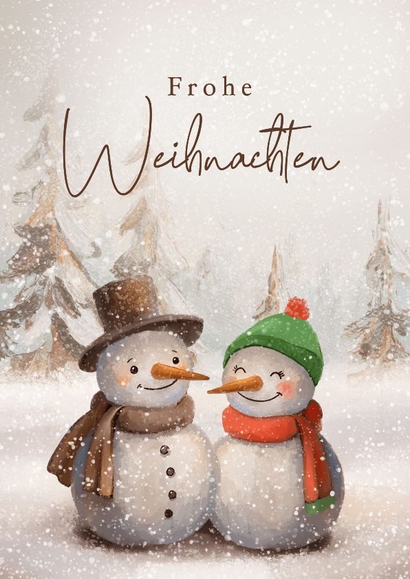 Weihnachtskarte Schneemann & Schneefrau - Weihnachtskarten Weihnachtskarten - Weihnachtskarte Schneemann & Schneefrau