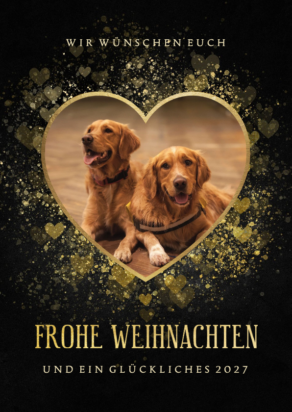 Weihnachtskarte schwarz Foto in Herz - Weihnachtskarten Weihnachtskarten - Weihnachtskarte schwarz Foto in Herz