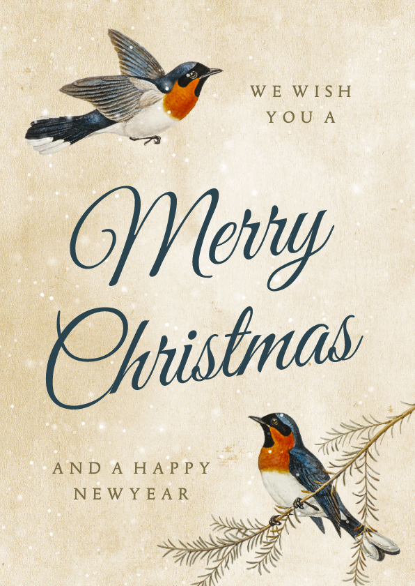 Weihnachtskarten - Weihnachtskarte Singvögel im Winter