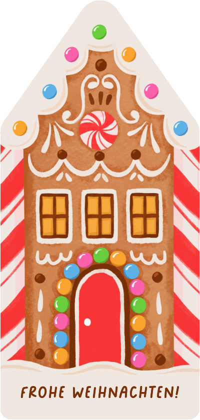 Weihnachtskarte SOS Kinderdörfer rotes Lebkuchenhaus - Weihnachtskarten Weihnachtskarten - Weihnachtskarte SOS Kinderdörfer rotes Lebkuchenhaus