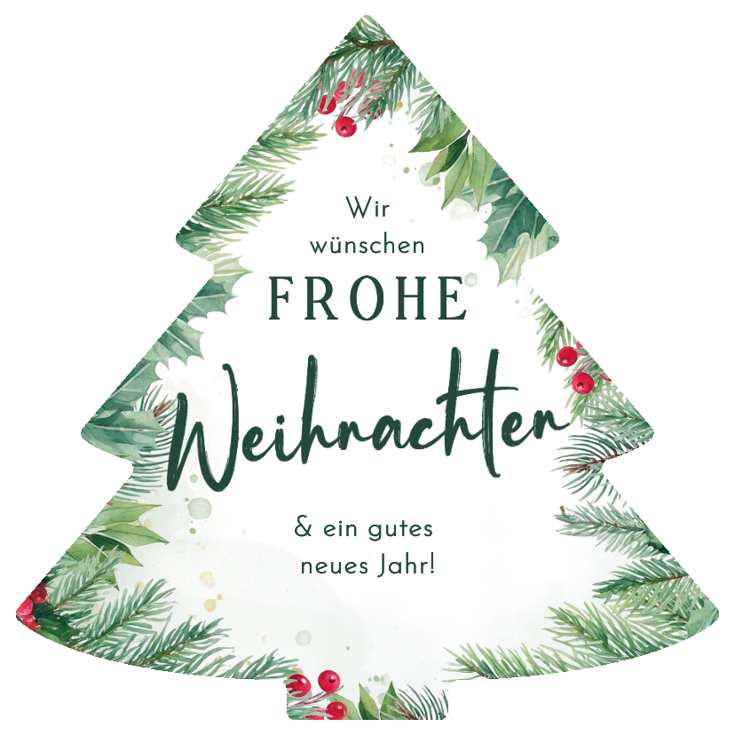 Weihnachtskarten - Weihnachtskarte Tannenbaum Zweige und Beeren