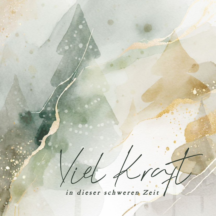 Weihnachtskarte 'Viel Kraft' Tannenbäume Aquarell - Weihnachtskarten Weihnachtskarten - Weihnachtskarte 'Viel Kraft' Tannenbäume Aquarell