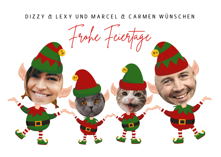 Weihnachtskarten - Weihnachtskarte Vier Weihnachtszwerge