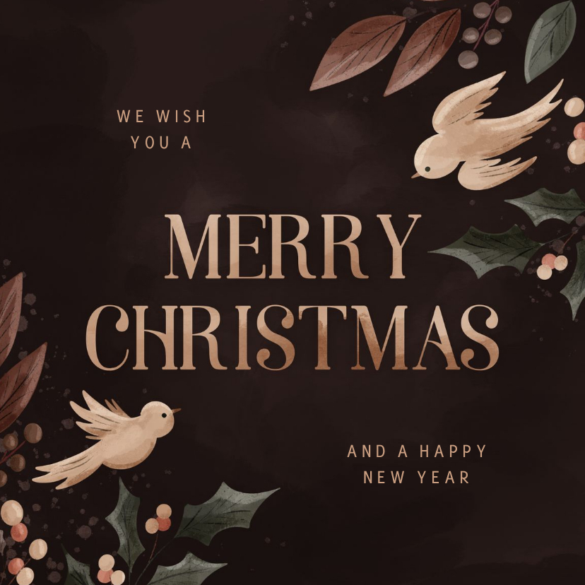 Weihnachtskarte Vögel und Zweige - Weihnachtskarten Weihnachtskarten - Weihnachtskarte Vögel und Zweige