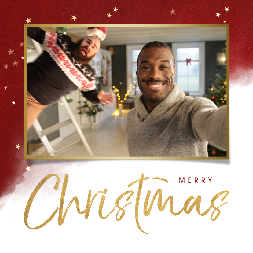 Weihnachtskarte Wasserfarbe rot, Sterne und | Send a Smile