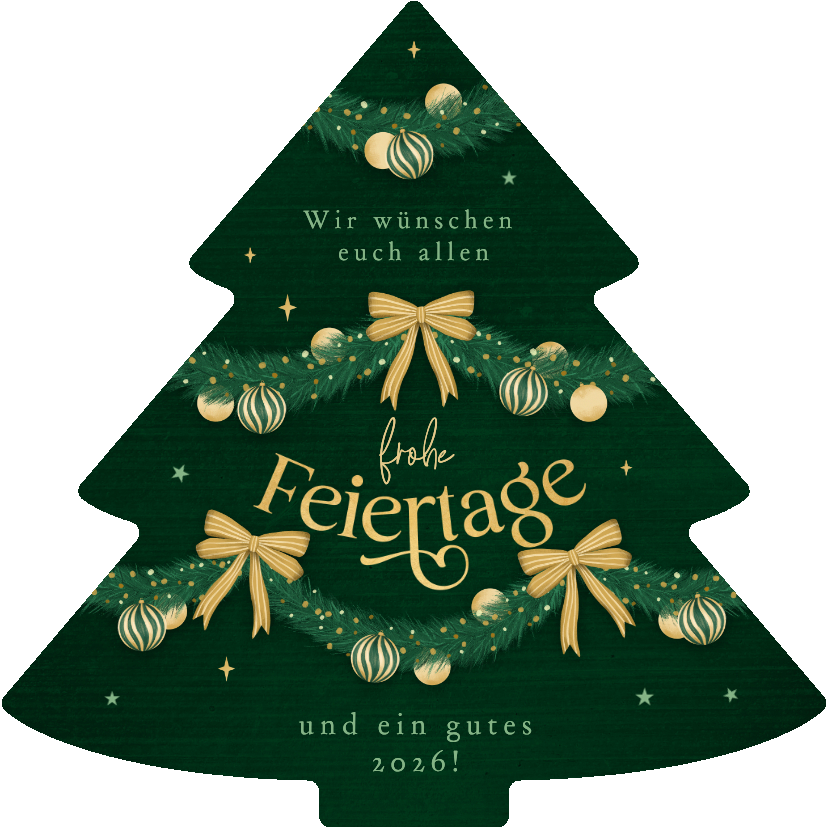 Weihnachtskarte Weihnachtsbaum grün verziert Girlanden - Weihnachtskarten Weihnachtskarten - Weihnachtskarte Weihnachtsbaum grün verziert Girlanden
