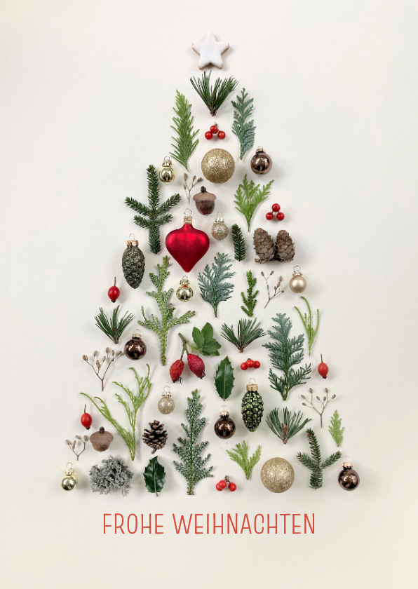 Weihnachtskarten - Weihnachtskarte Weihnachtsbaum Natur-Collage