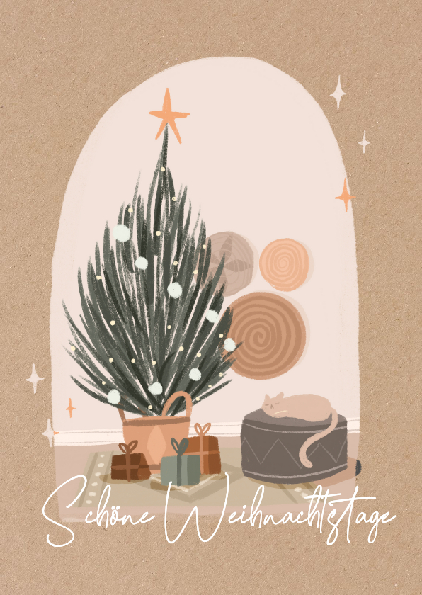 Weihnachtskarte Weihnachtsbaum & Katze - Weihnachtskarten Weihnachtskarten - Weihnachtskarte Weihnachtsbaum & Katze