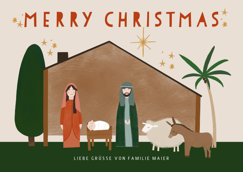 Weihnachtskarten - Weihnachtskarte Weihnachtskrippe Stall von Bethlehem