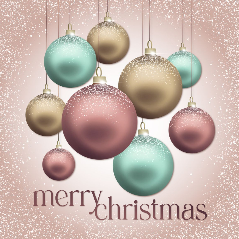 Weihnachtskarte Mit Niedlichen Weihnachtskugeln – 145x145 Mm, 350g/m², Recycelt, Aus Großbritannien