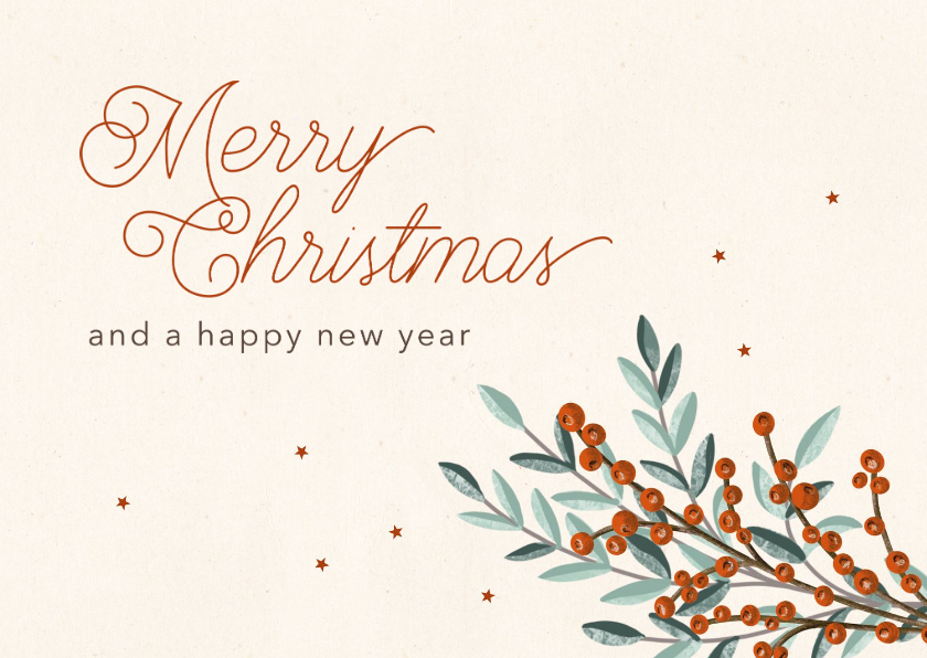 Weihnachtskarte Weihnachtszweige & Sternchen - Weihnachtskarten Weihnachtskarten - Weihnachtskarte Weihnachtszweige & Sternchen