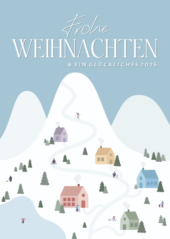 Weihnachtskarte Winterdorf im Schnee - Weihnachtskarten Weihnachtskarten - Weihnachtskarte Winterdorf im Schnee