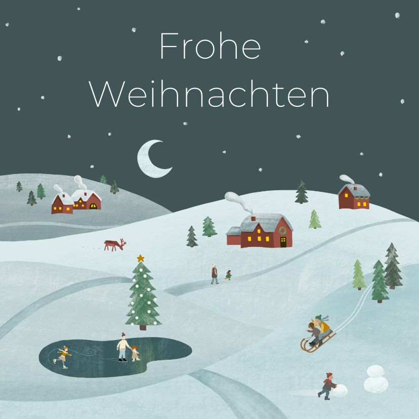 Weihnachtskarten - Weihnachtskarte Winterlandschaft nostalgisch
